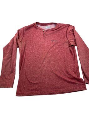 Columbia Performance Henley Shirt Mens Medium Red Long Sleeve Crewneck Casual